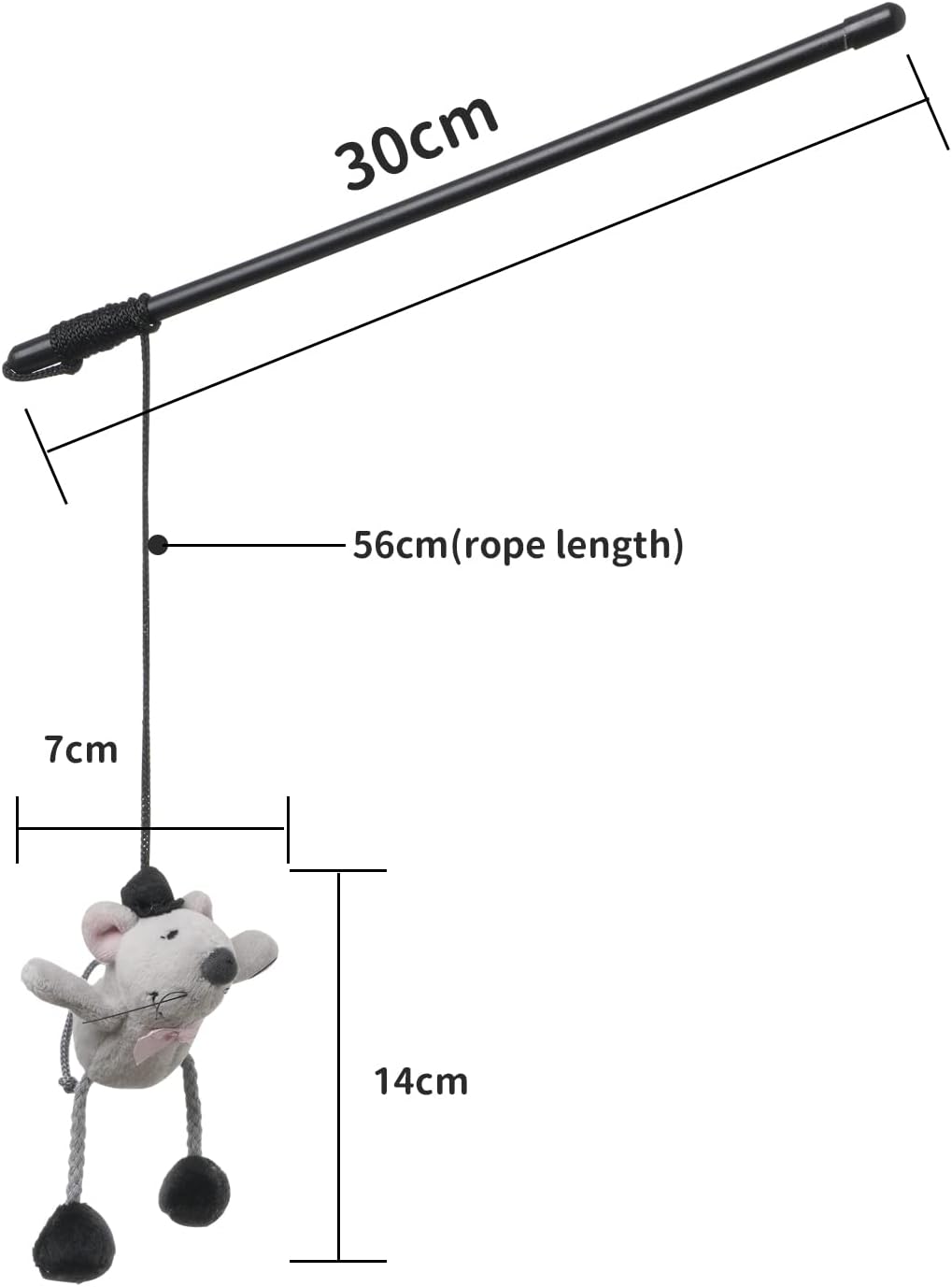 Interactive Cat Wand Toy with Plush Mouse – Teaser Toy with Hanging Rope for Indoor Cat Play and Exercise
