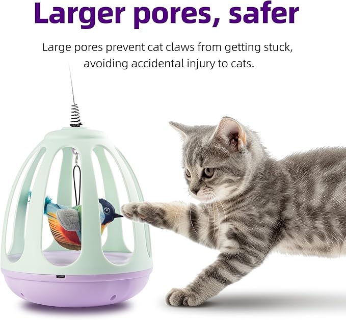 Smart Electric Cat Teaser Toy | Rotating Base with Feather Bird Attachments | Automatic Interactive Indoor Cat Toy