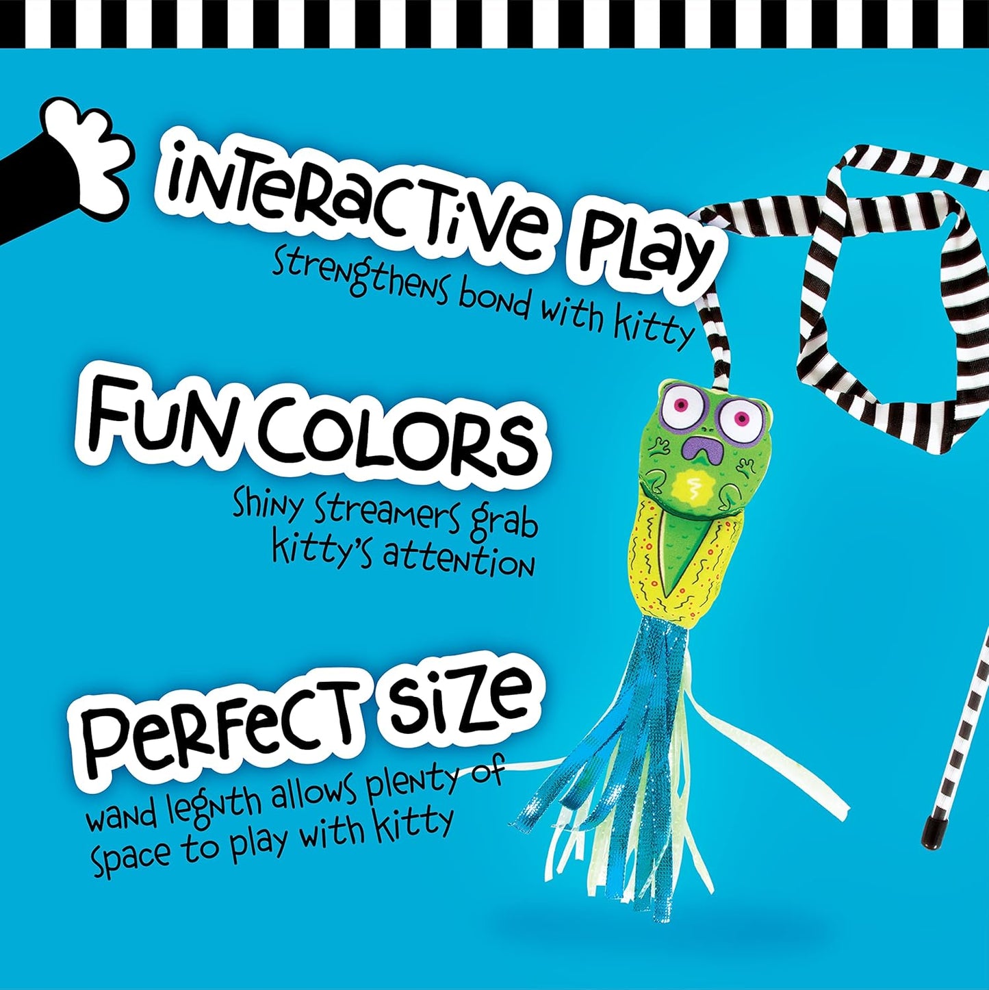 Funny Frog Cat Teaser Wand | 41.5" Interactive Wand Toy with Colorful Ribbons | Play & Exercise Tool for Cats