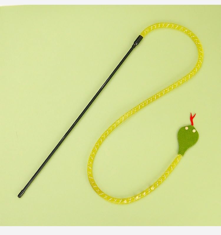 Snake-Shaped Cat Teaser Wand | 14.57" Wand + 30.7" Snake Tail Ribbon | Realistic Slithering Motion for Interactive Cat Play