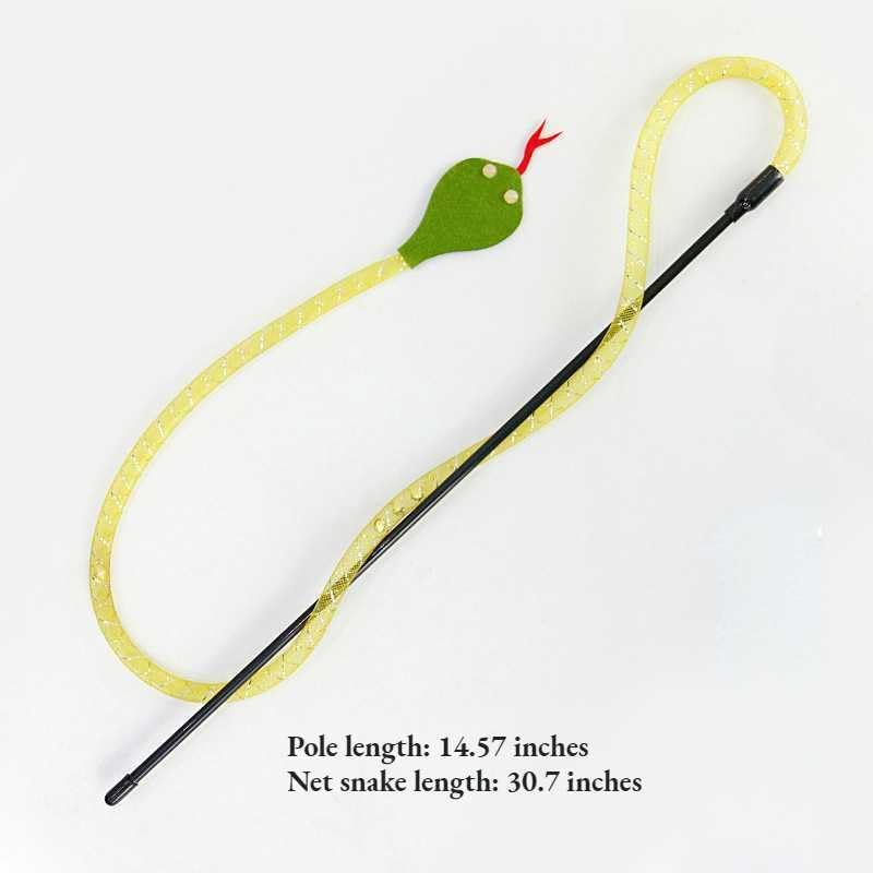 Snake-Shaped Cat Teaser Wand | 14.57" Wand + 30.7" Snake Tail Ribbon | Realistic Slithering Motion for Interactive Cat Play