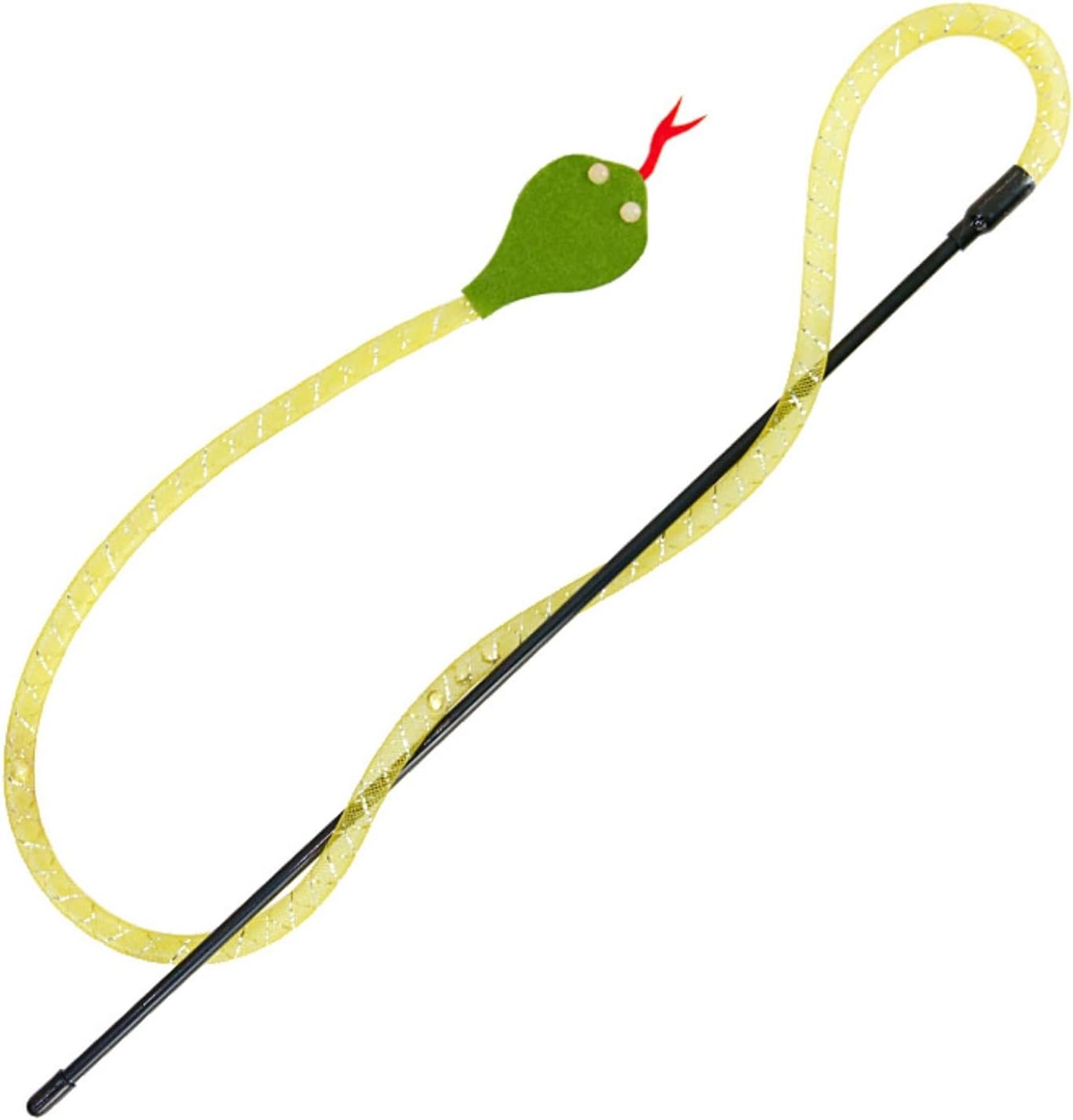Snake-Shaped Cat Teaser Wand | 14.57" Wand + 30.7" Snake Tail Ribbon | Realistic Slithering Motion for Interactive Cat Play