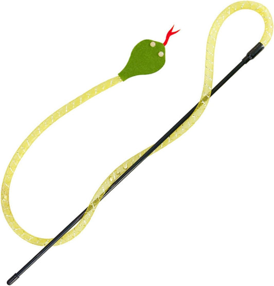 Snake-Shaped Cat Teaser Wand | 14.57" Wand + 30.7" Snake Tail Ribbon | Realistic Slithering Motion for Interactive Cat Play