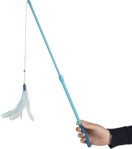 Classic Feather Cat Teaser Wand | Elastic Cord Design | Interactive Play Toy for Cats