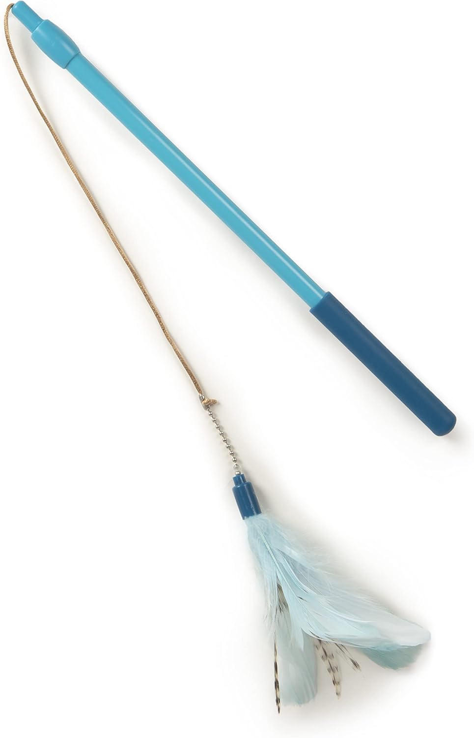 Classic Feather Cat Teaser Wand | Elastic Cord Design | Interactive Play Toy for Cats