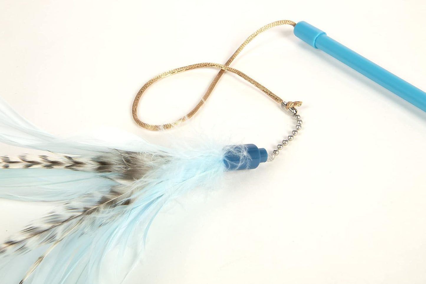 Classic Feather Cat Teaser Wand | Elastic Cord Design | Interactive Play Toy for Cats