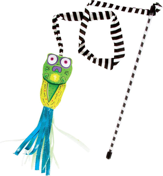 Funny Frog Cat Teaser Wand | 41.5" Interactive Wand Toy with Colorful Ribbons | Play & Exercise Tool for Cats