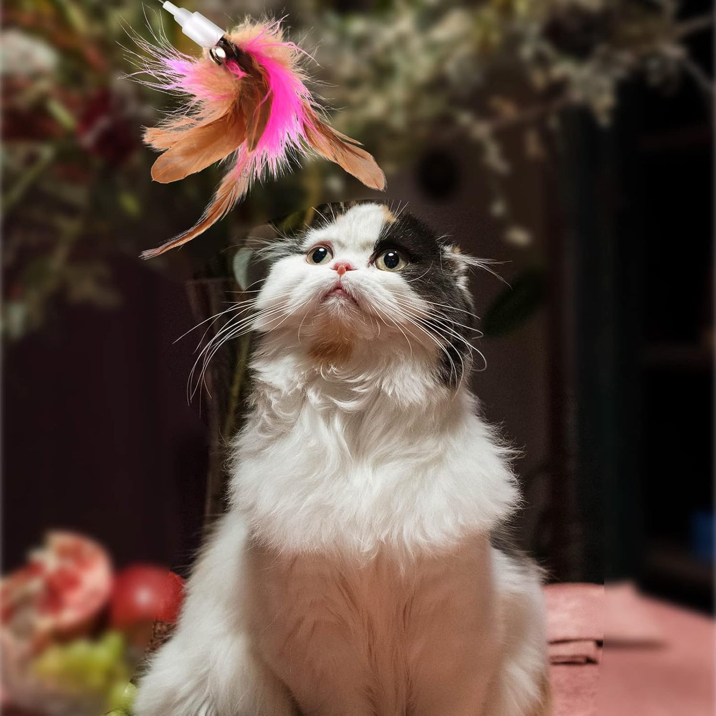 Wearable Feather Cat Teaser Wand with Bell | Adjustable Silicone Wrist Strap | Hands-Free Interactive Toy for Cats